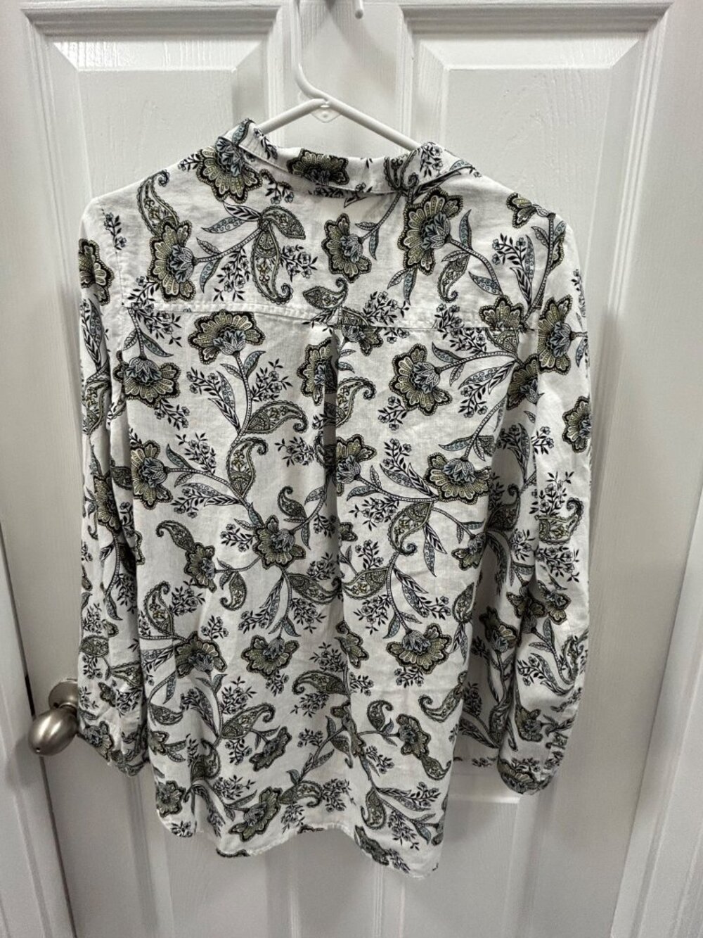 Jones New York Blue & Black Paisley Floral Long Sleeve Button Up Shirt Blouse - - Picture 4 of 4
